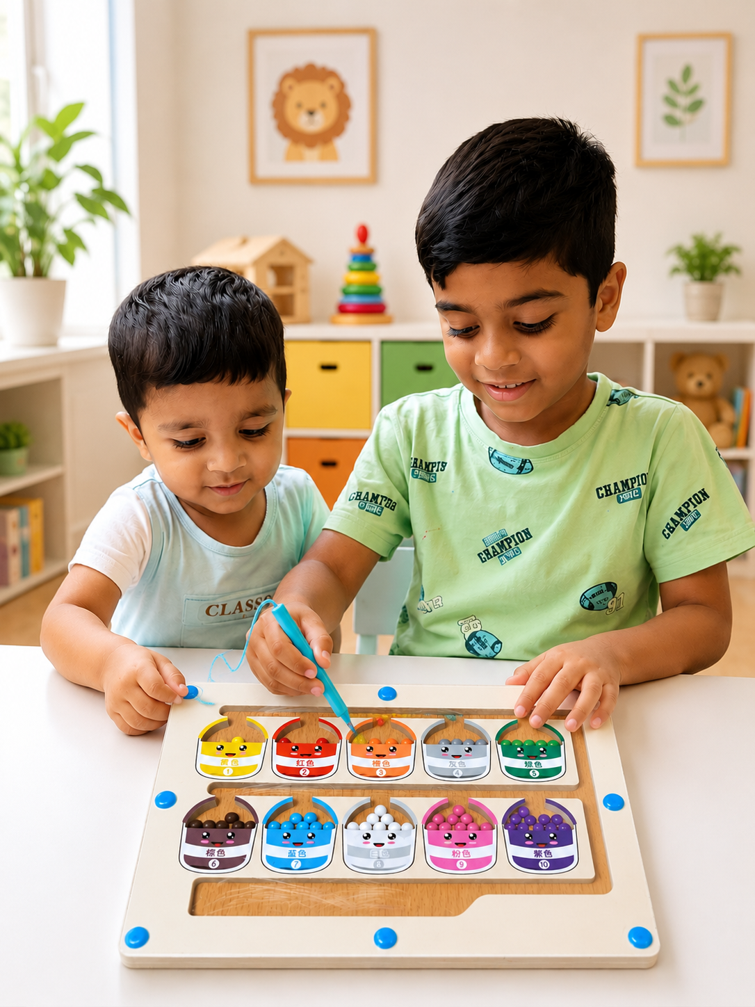 Wooden Magnetic Color Sorting Board for Kids