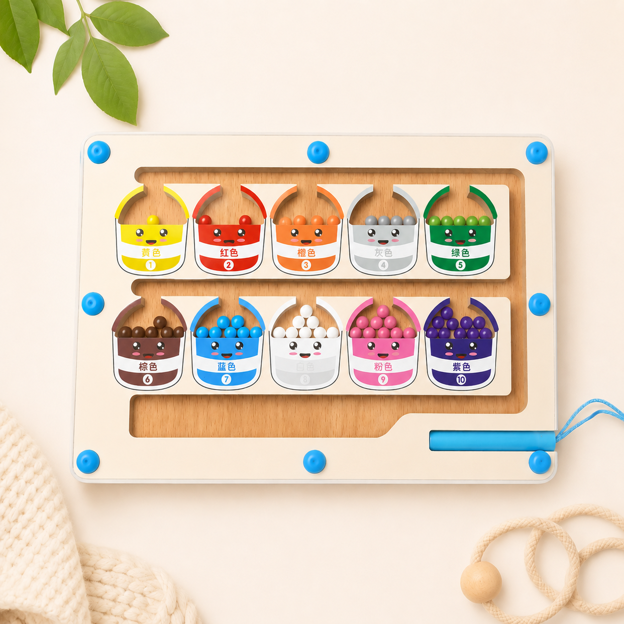 Wooden Magnetic Color Sorting Board for Kids