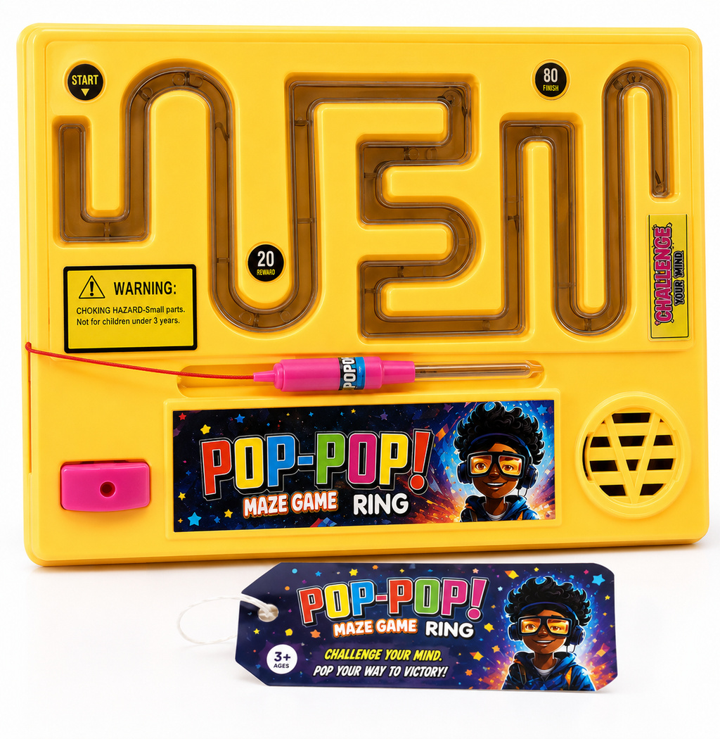 Pop-Pop Maze Game Ring – Magnetic Puzzle Maze Board Toy for Kids | Brain Teaser & Travel Game (Ages 3+)