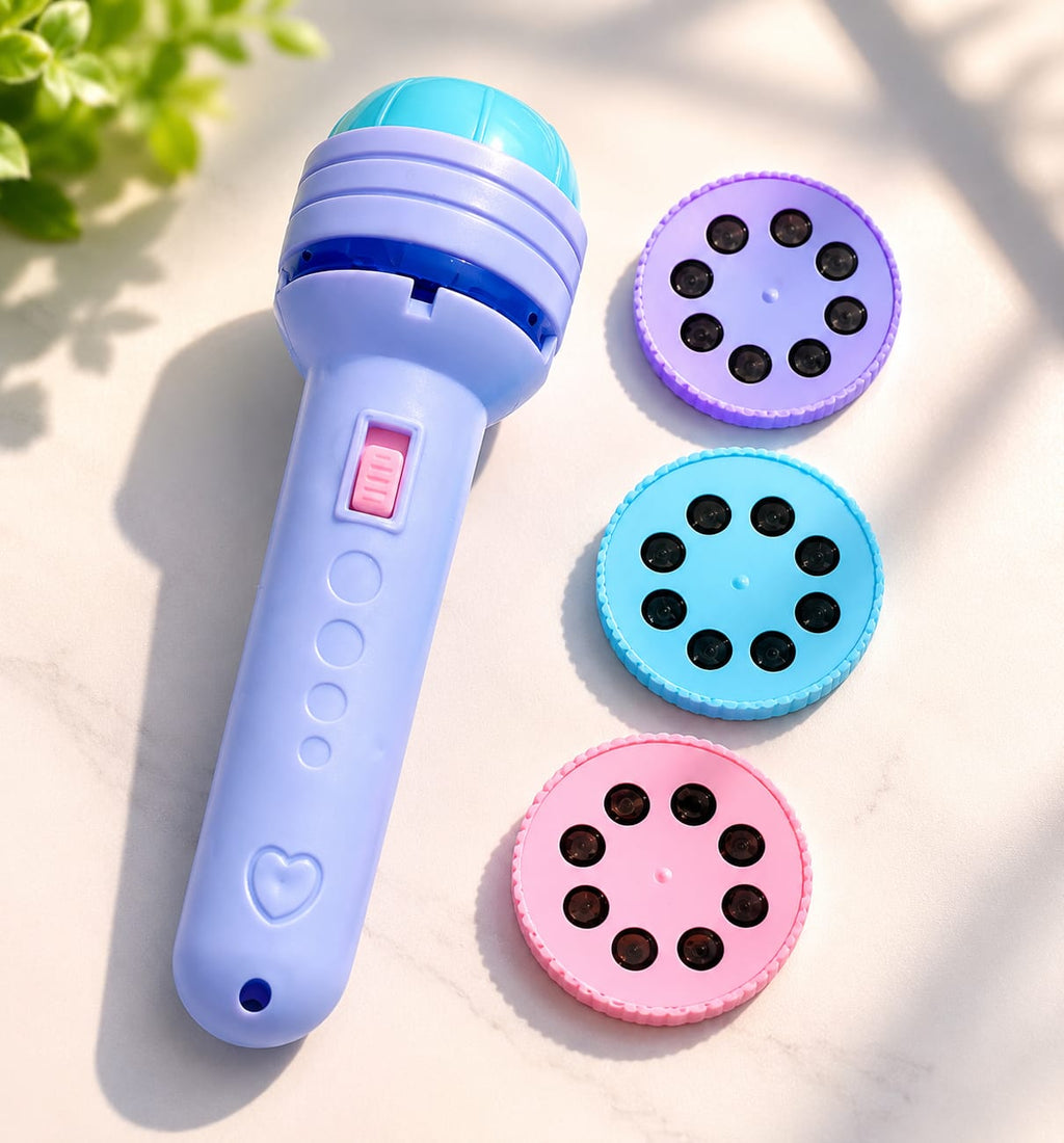 Mini Kids Story Projector Torch with 3 Slide Discs & 24 Images – Educational Learning Toy for Children 5+ Years