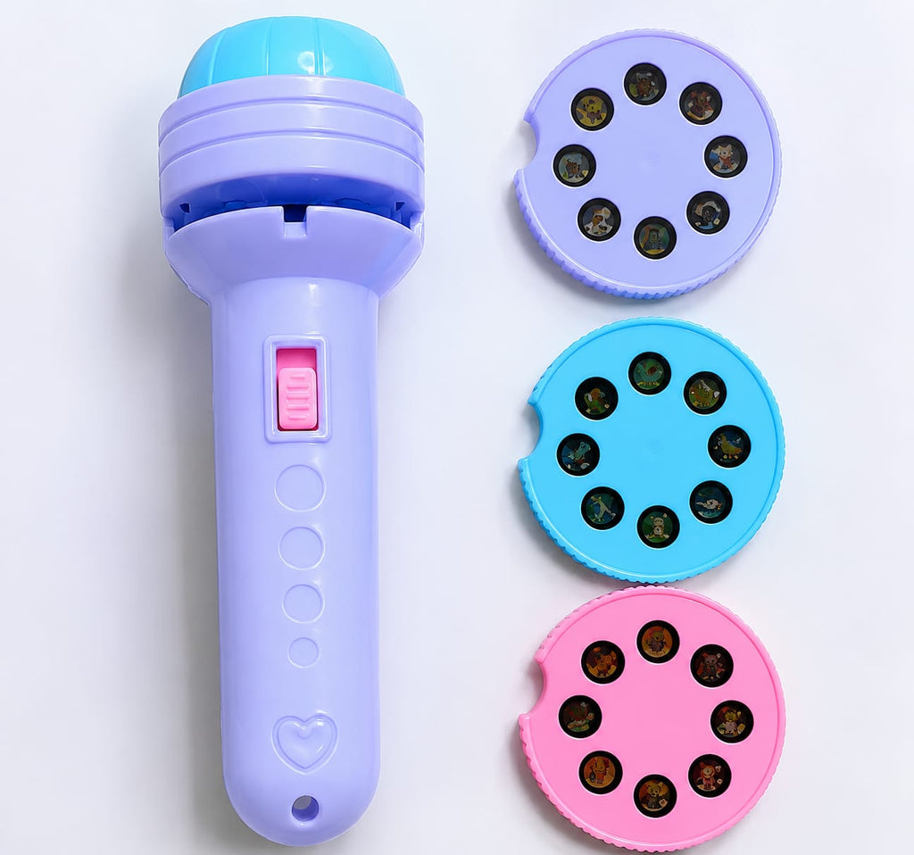 Mini Kids Story Projector Torch with 3 Slide Discs & 24 Images – Educational Learning Toy for Children 5+ Years