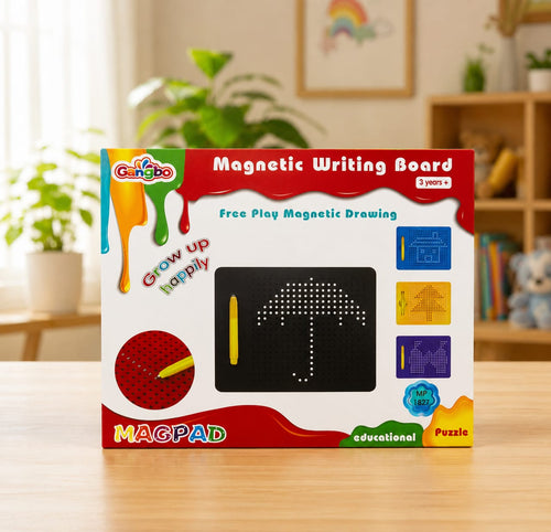 Magnetic Writing Board for Kids – Reusable Drawing & Learning Pad with Magnetic Pen and Pattern Cards (Ages 3+)