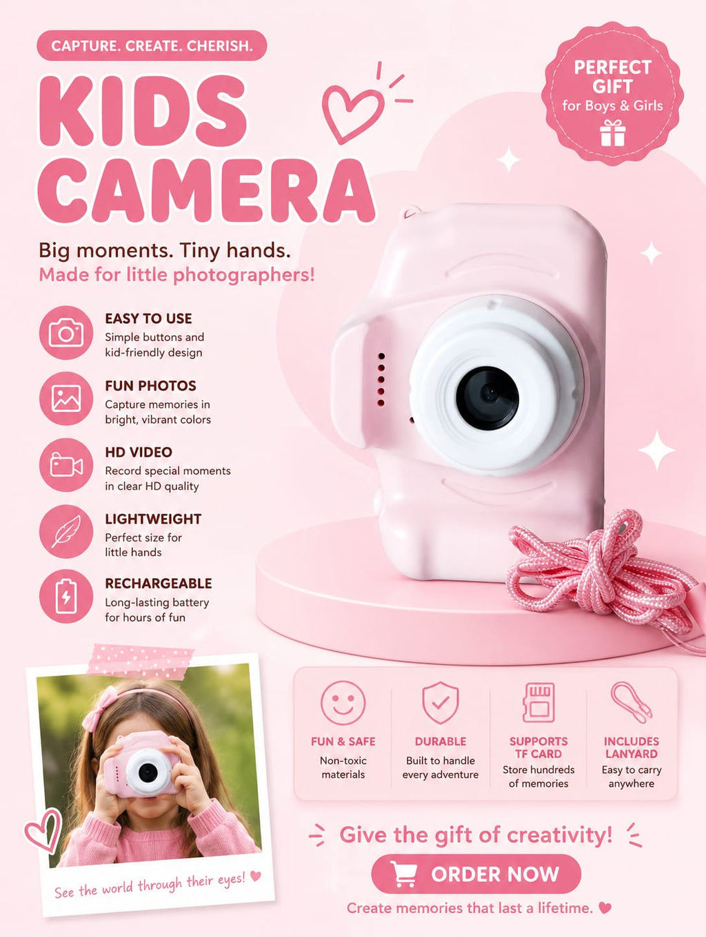 Kids Digital Camera – Fun Photo & Video Camera for Children with 2.0" Screen, Lightweight Design & Long Battery Life
