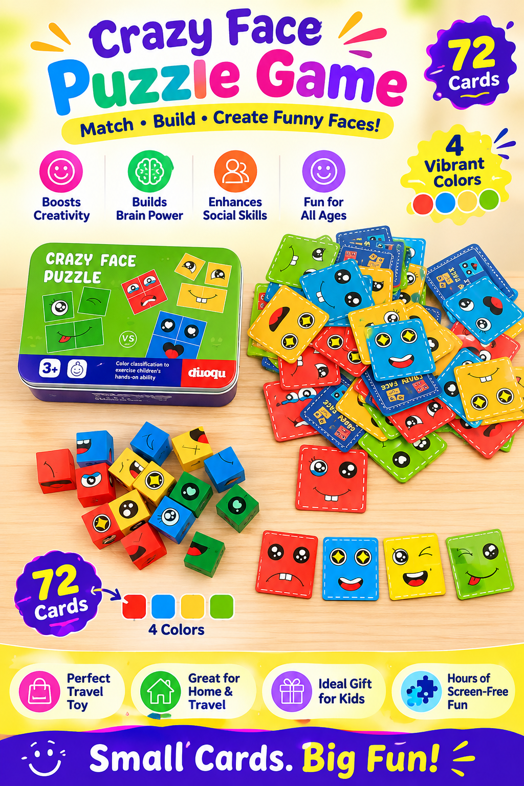 Crazy Face Puzzle – Mix & Match Funny Faces Educational Toy for Kids