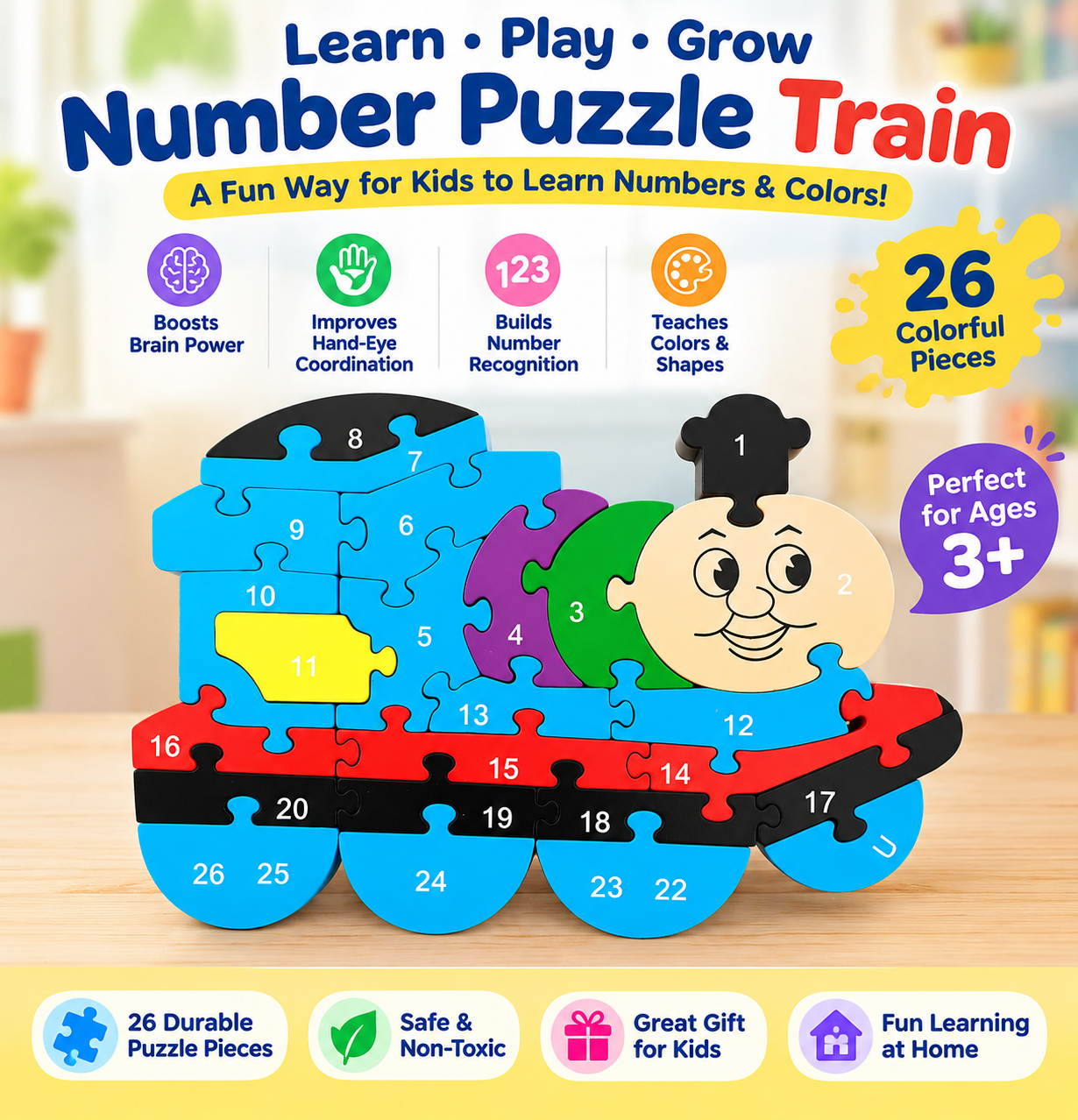 2-in-1 Double-Sided Number & Alphabet Puzzle Toy – Educational Learning Toy for Kids