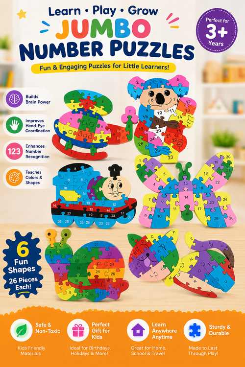 2-in-1 Double-Sided Number & Alphabet Puzzle Toy – Educational Learning Toy for Kids