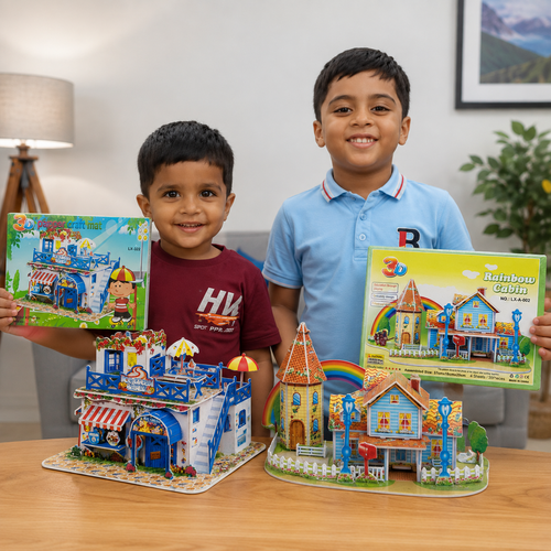 2-in-1 3D Paper Craft House Combo Pack
