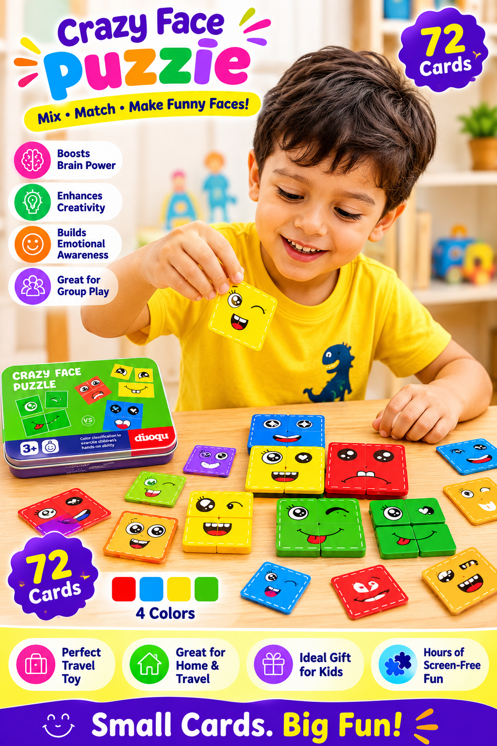 Crazy Face Puzzle – Mix & Match Funny Faces Educational Toy for Kids