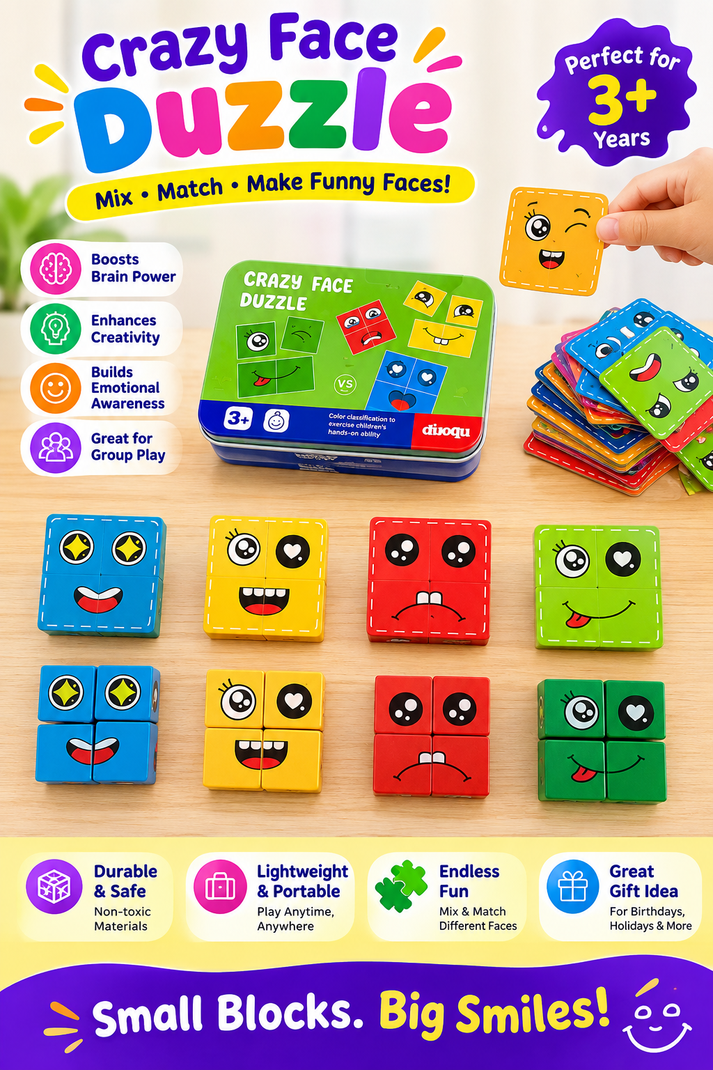 Crazy Face Puzzle – Mix & Match Funny Faces Educational Toy for Kids