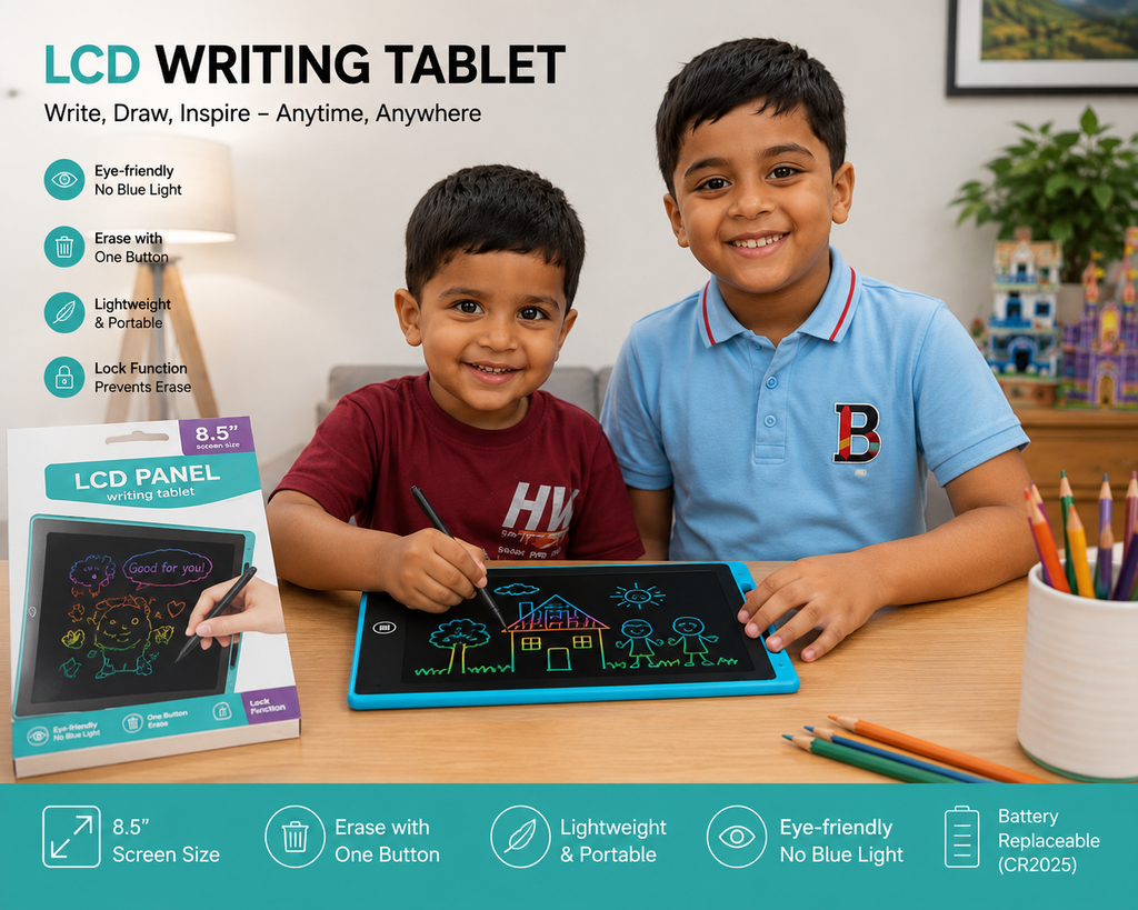 8.5 Inch LCD Writing Tablet – Reusable Digital Drawing & Writing Pad for Kids