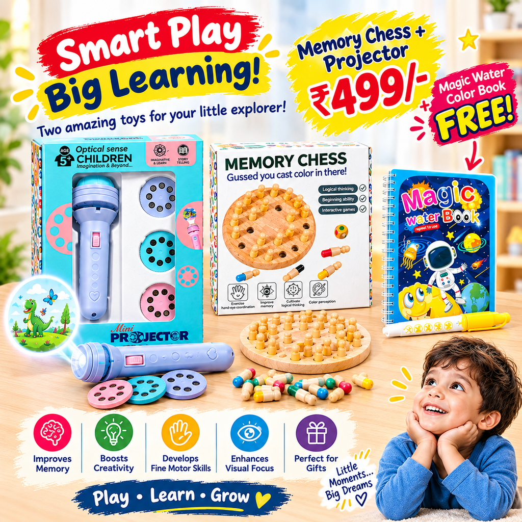 Memory Chess + Mini Projector + Magic Water Coloring Book Combo