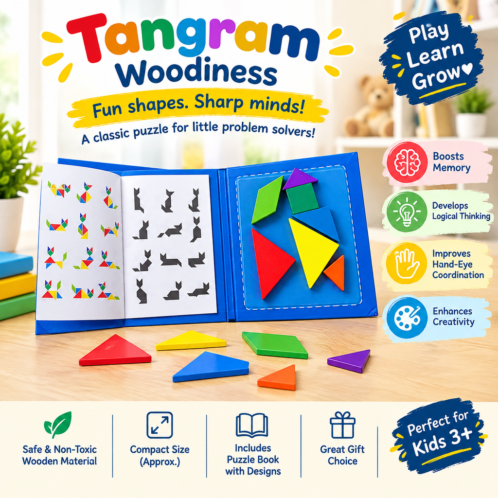Educational Toys Combo – Tangram + Numbers and Alphabets Puzzle